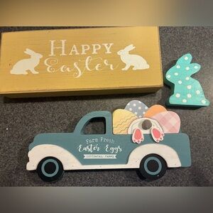 Easter Bunny Truck Decor with Eggs /Easter Sign and Bunny